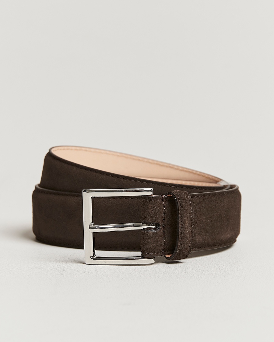 Crockett & Jones Belt 3,2 cm Dark Brown Suede – Braun