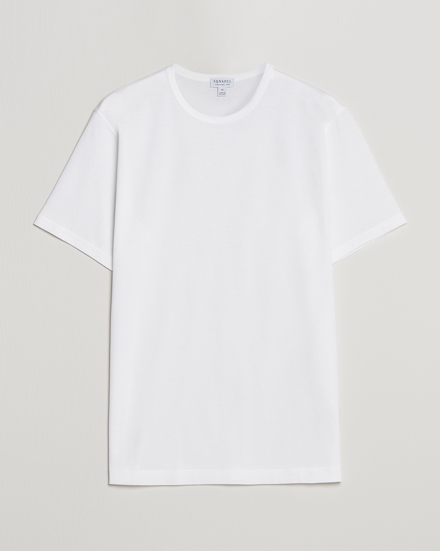 Sunspel Crew Neck Q82 Cotton T-Shirt White – Weiß