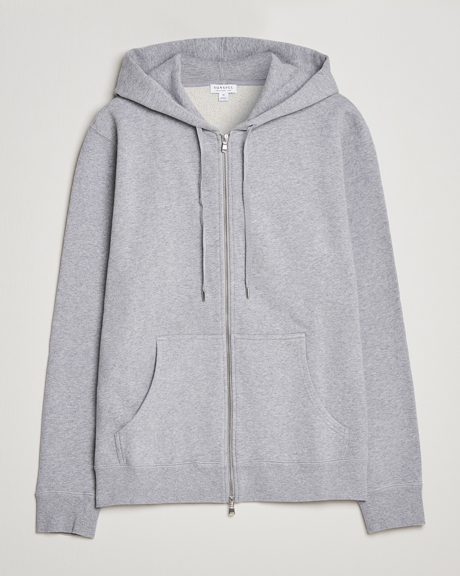 Sunspel Loopback Full Zip Hoodie Grey Melange – Grau