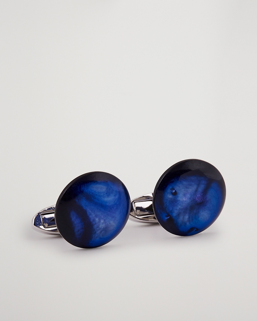 Stenströms Mother of Pearl Cufflink Dark Blue – Blau