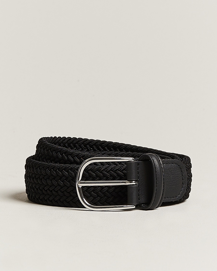 Anderson's Stretch Woven 3,5 cm Belt Black – Schwarz