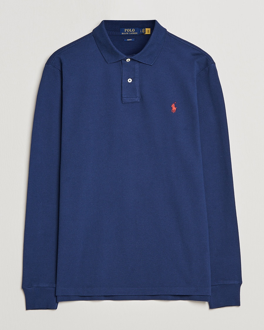Polo Ralph Lauren Slim Fit Long Sleeve Polo Newport Navy – Blau