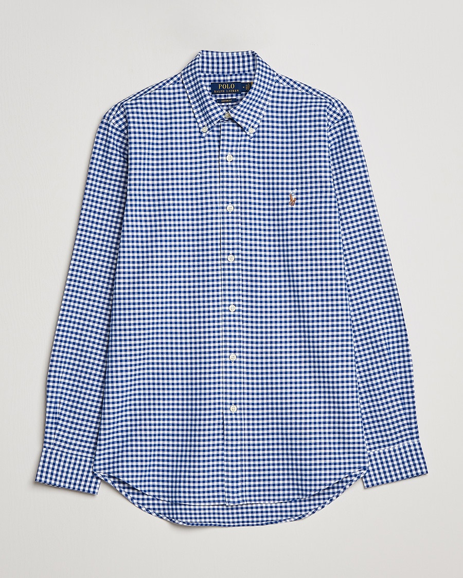 Polo Ralph Lauren Custom Fit Oxford Gingham Shirt Blue/White – Blau