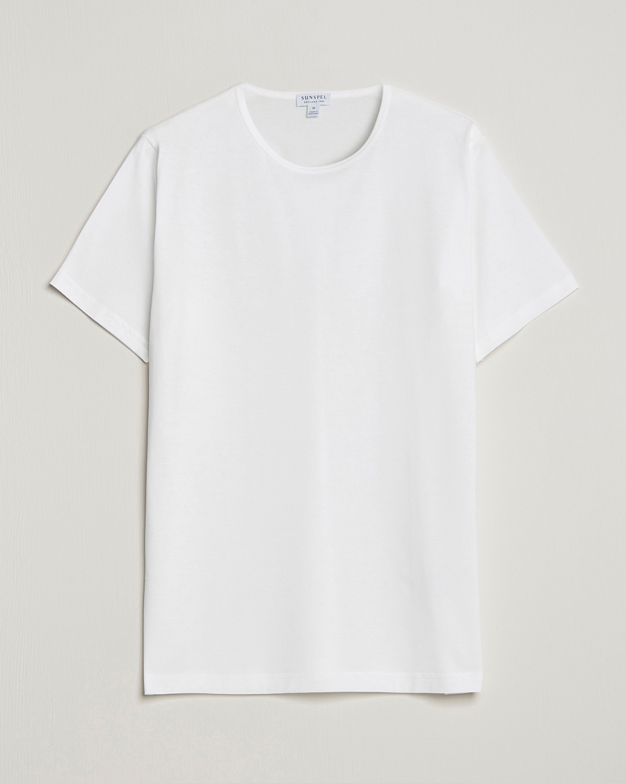 Sunspel Superfine Cotton Crew Neck T-Shirt White – Weiß