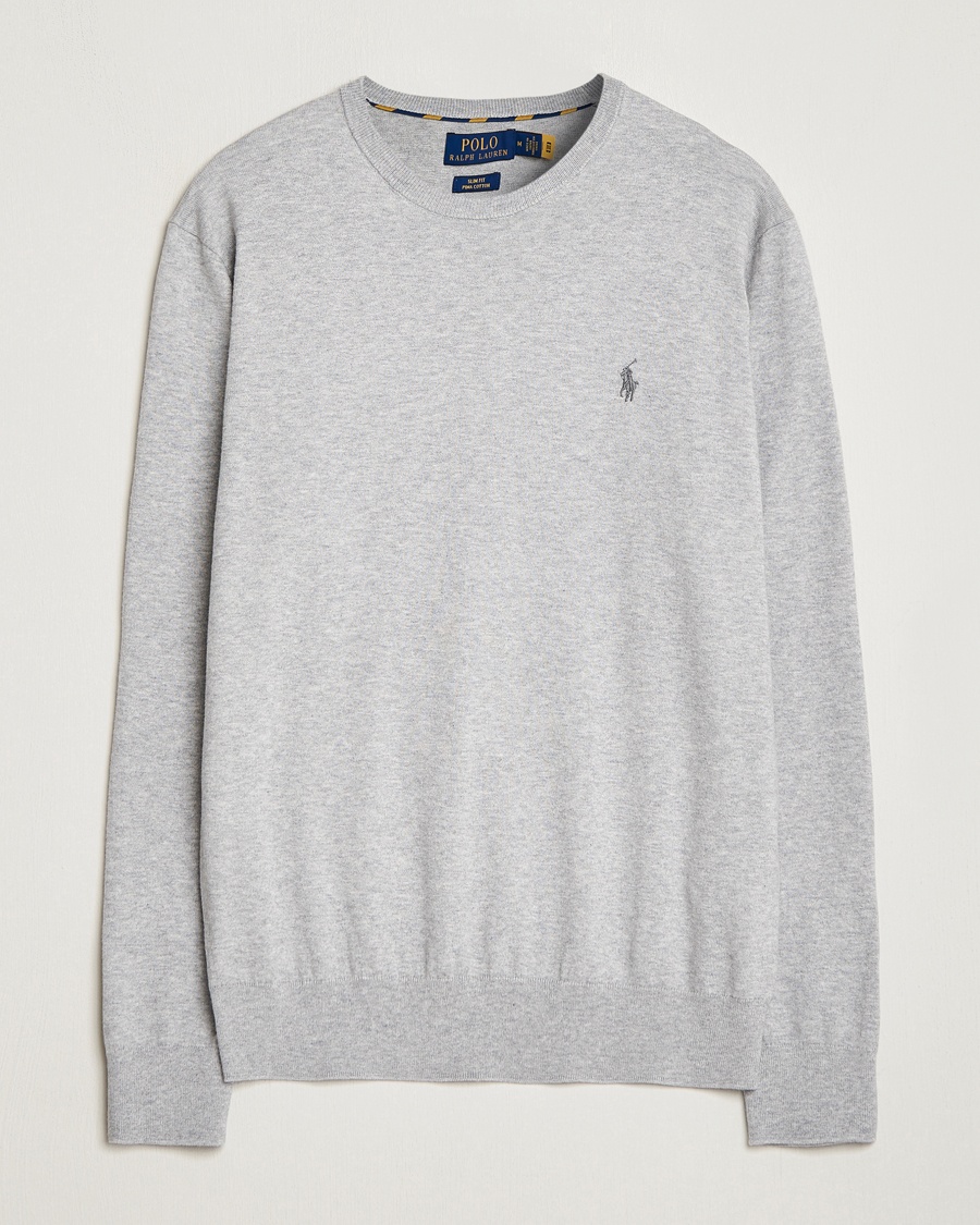 Polo Ralph Lauren Pima Cotton Crew Neck Pullover Andover Heather – Grau
