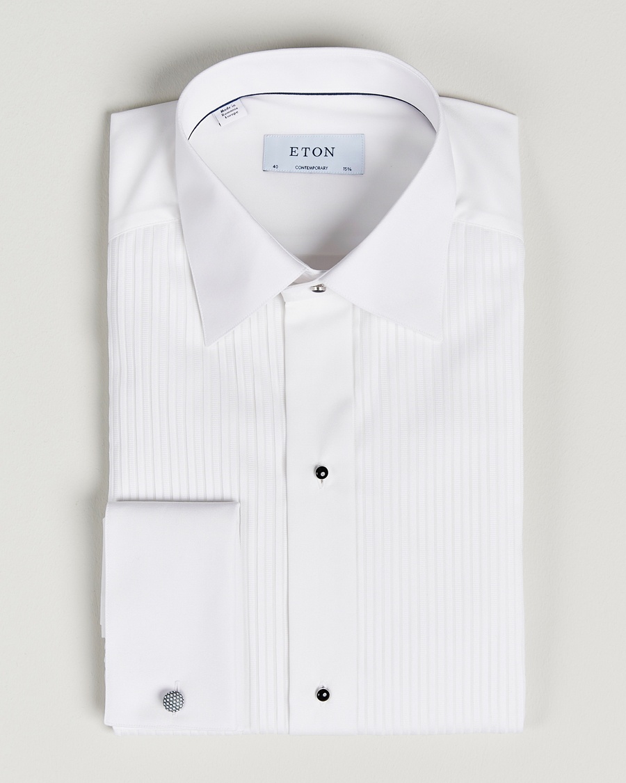 Eton Custom Fit Tuxedo Shirt Black Ribbon White – Weiß
