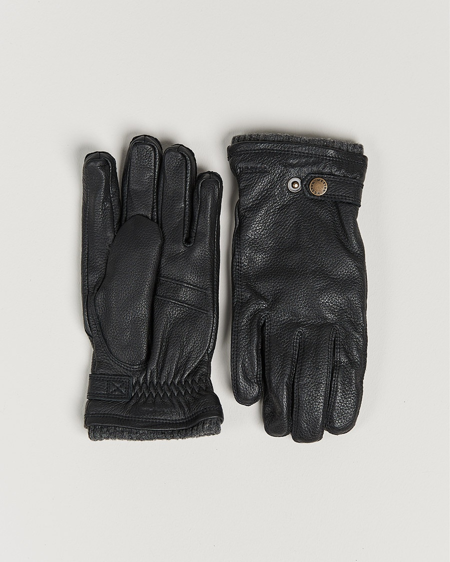 Hestra Utsjö Fleece Lined Buckle Elkskin Glove Black – Schwarz