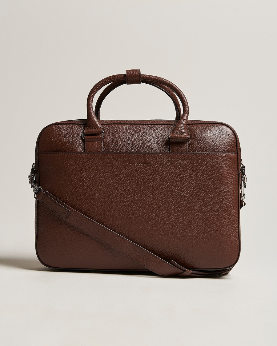 Tiger of Sweden Burin Grained Leather Briefcase Brown – Braun
