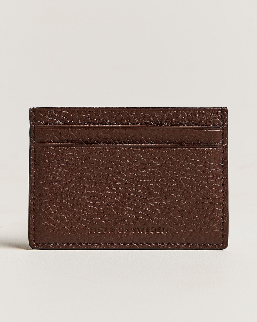 Tiger of Sweden Wake Grained Leather Cardholder Brown – Braun