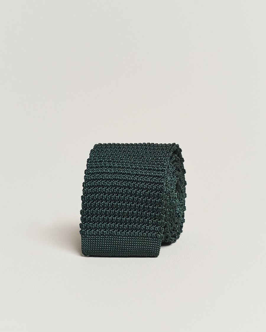 Amanda Christensen Knitted Silk Tie 6 cm Green – Grün