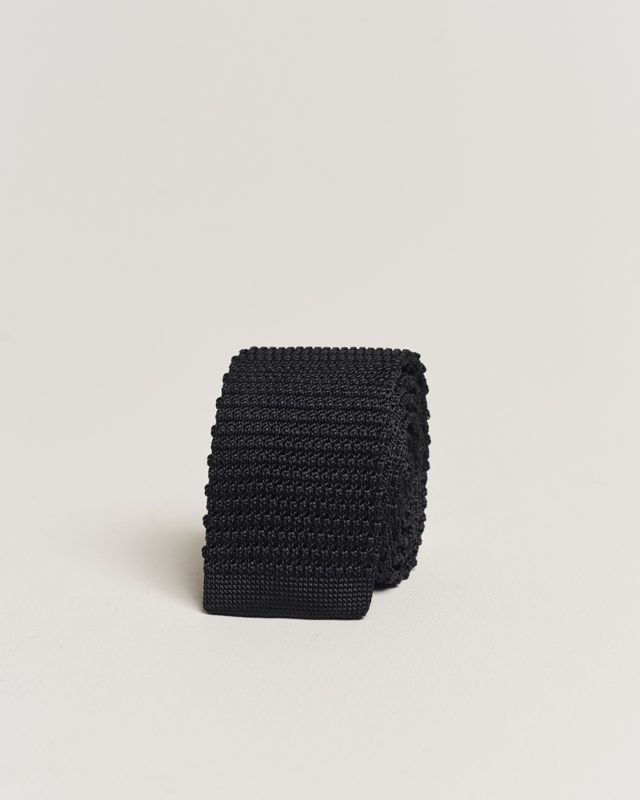 Amanda Christensen Knitted Silk Tie 6 cm Black – Schwarz