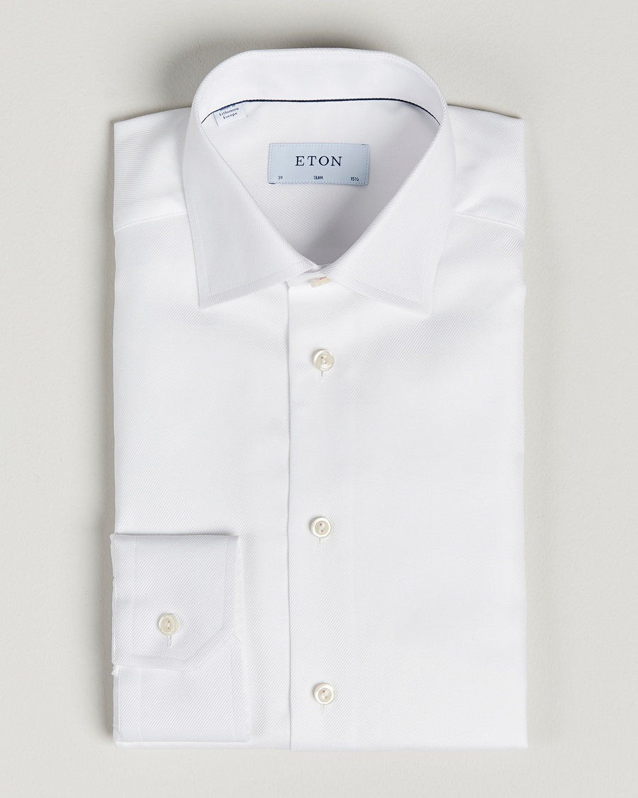 Eton Slim Fit Textured Twill Shirt White – Weiß