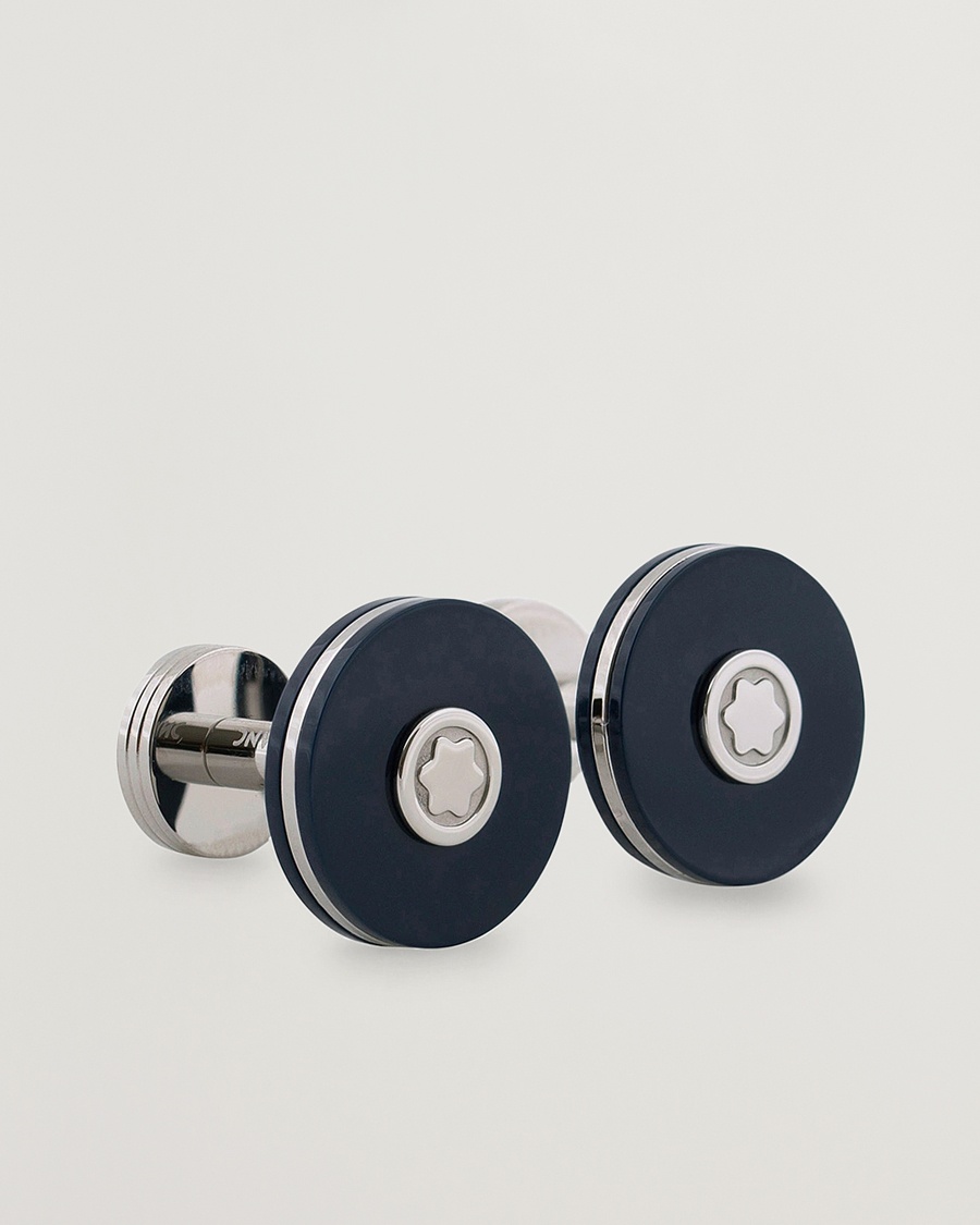 Montblanc PIX Steel Cufflinks Blue Resin – Blau