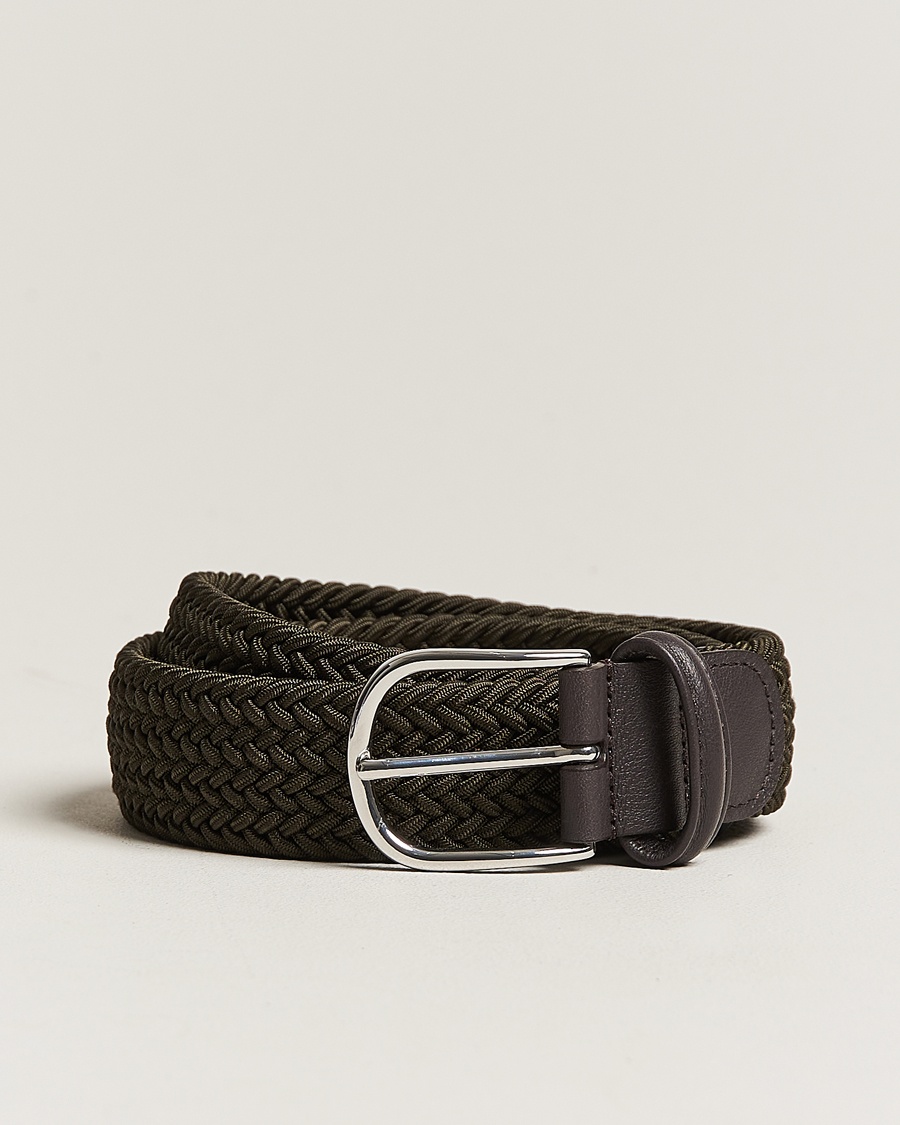 Anderson's Stretch Woven 3,5 cm Belt Green – Grün