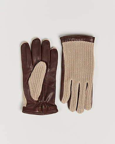 Hestra Adam Crochet Wool Lined Glove Chestnut/Beige