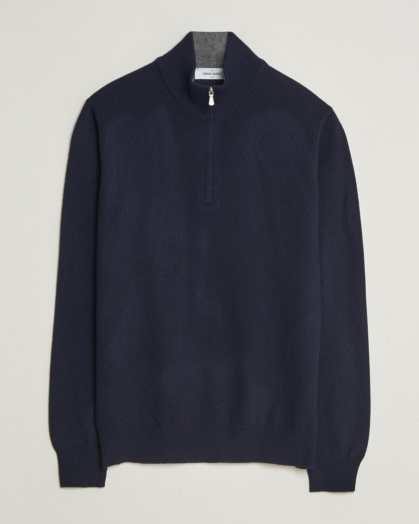 Gran Sasso Wool/Cashmere Half Zip Navy – Blau