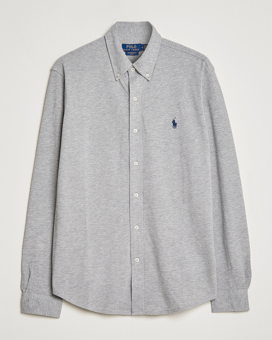 Polo Ralph Lauren Slim Fit Featherweight Mesh Shirt Andover Heather – Grau