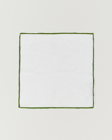  Linen Paspoal Pocket Square White/Green