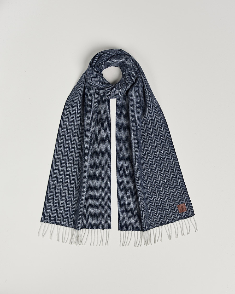 Amanda Christensen Wool Herringbone Scarf Navy – Blau