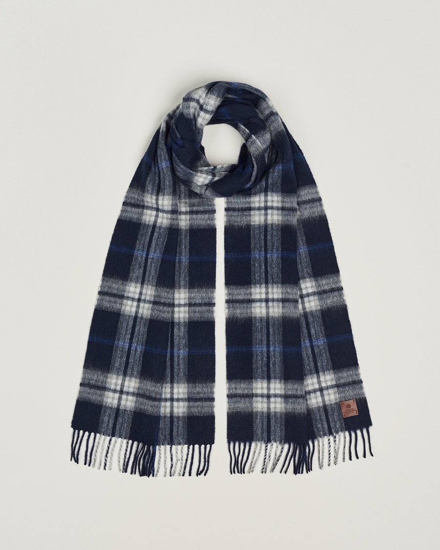 Amanda Christensen Wool Check Scarf Blue – Blau