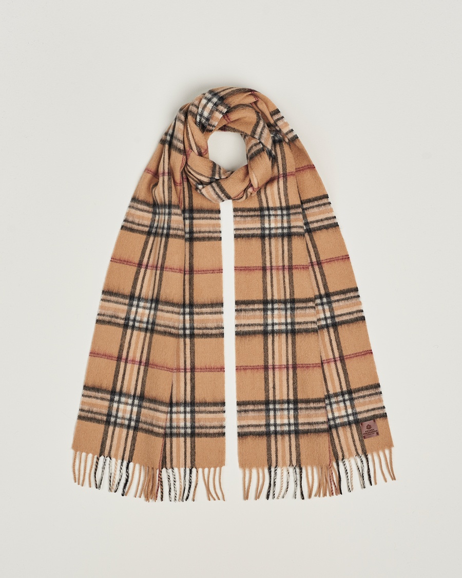 Amanda Christensen Merino Wool Check Scarf Beige – Beige