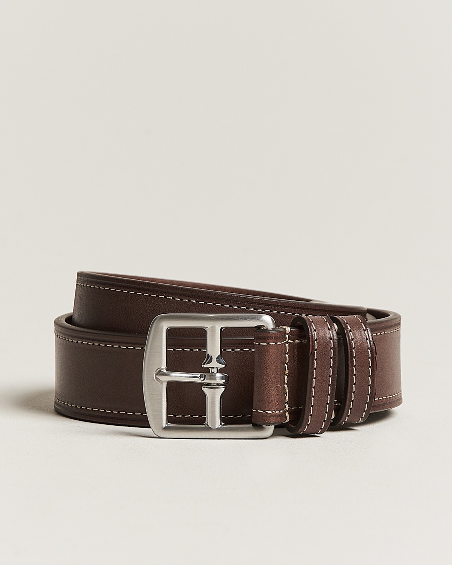 Anderson's Bridle Stiched 3,5 cm Leather Belt Brown – Braun