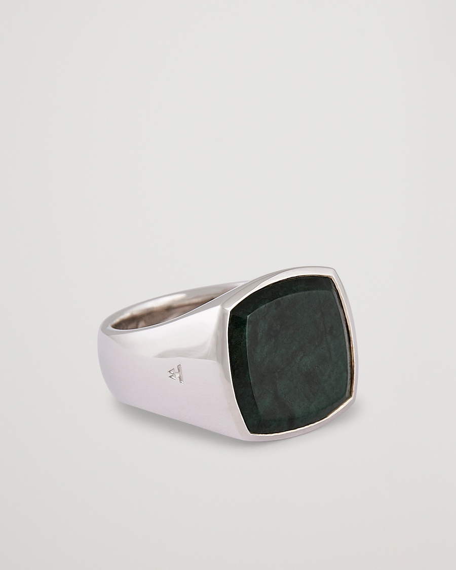 Tom Wood Cushion Green Marble Ring Silver – Silber