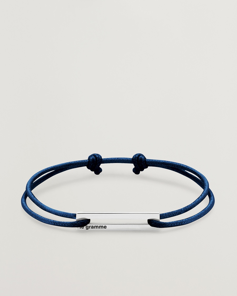 LE GRAMME Cord Bracelet Le 17/10 Navy/Sterling Silver – Blau