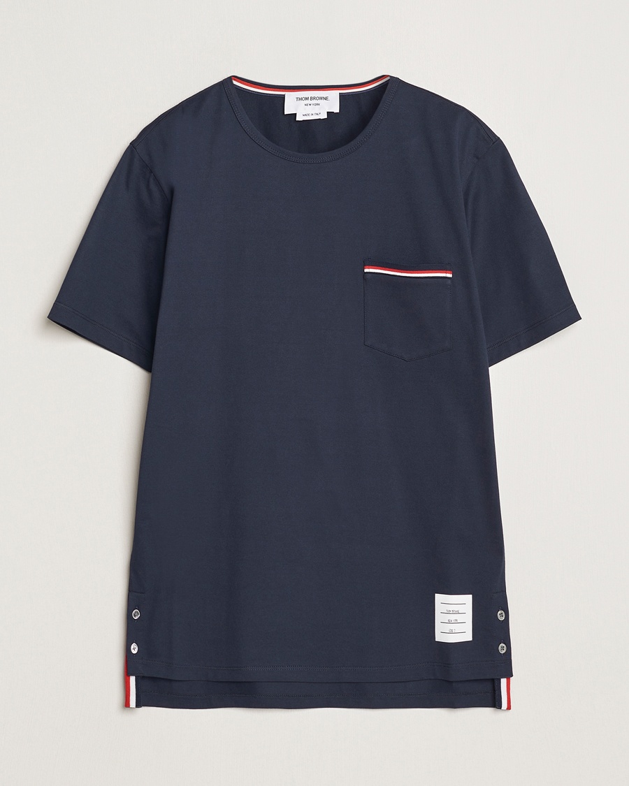 Thom Browne Short Sleeve Pocket T-Shirt Navy – Blau