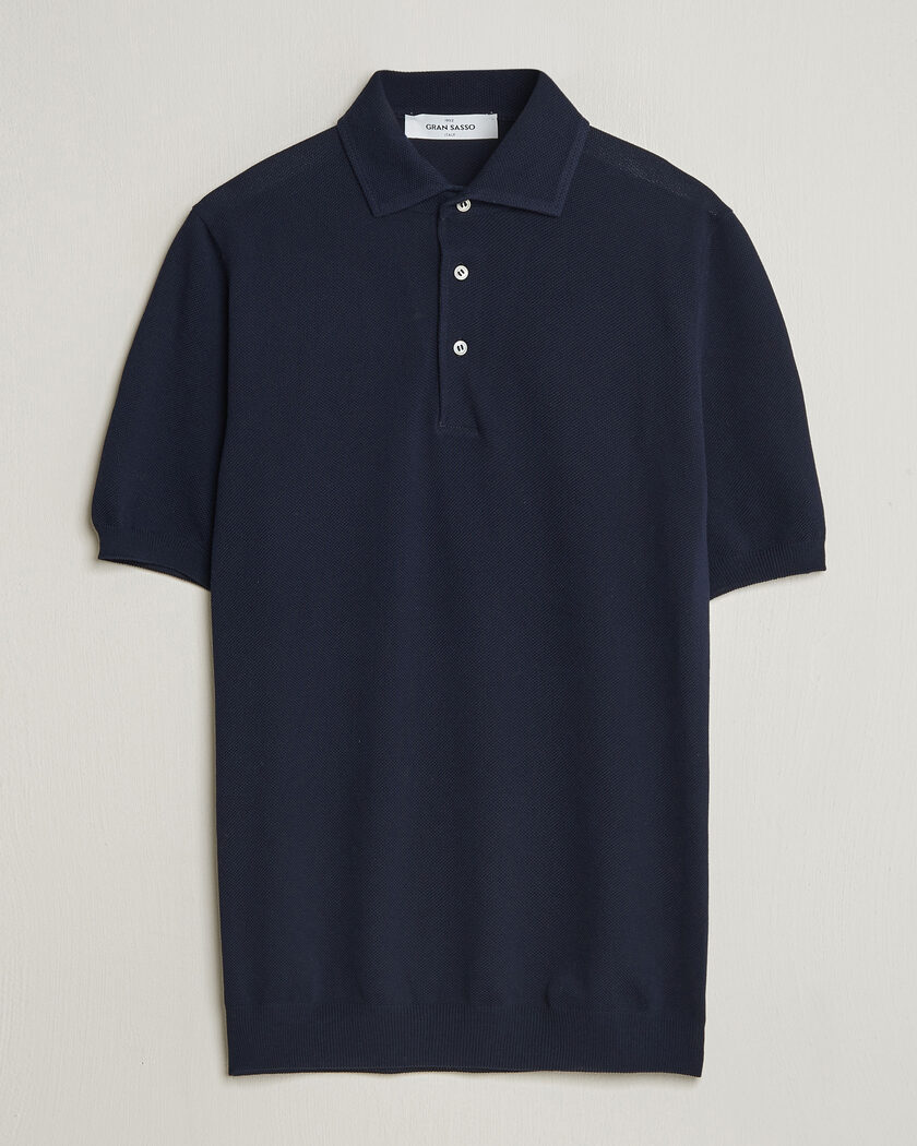 Gran Sasso Structured Cotton Polo Navy – Blau
