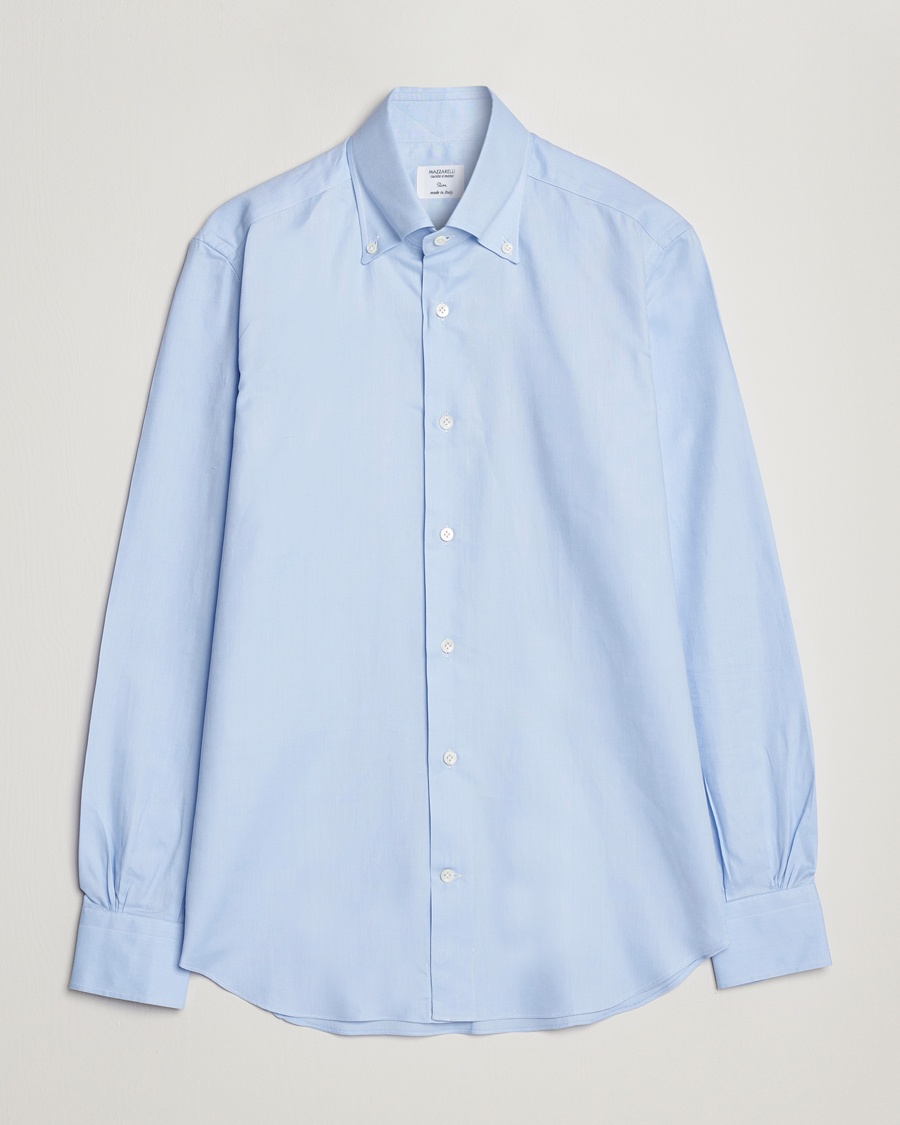 Mazzarelli Soft Oxford Button Down Shirt Light Blue – Blau