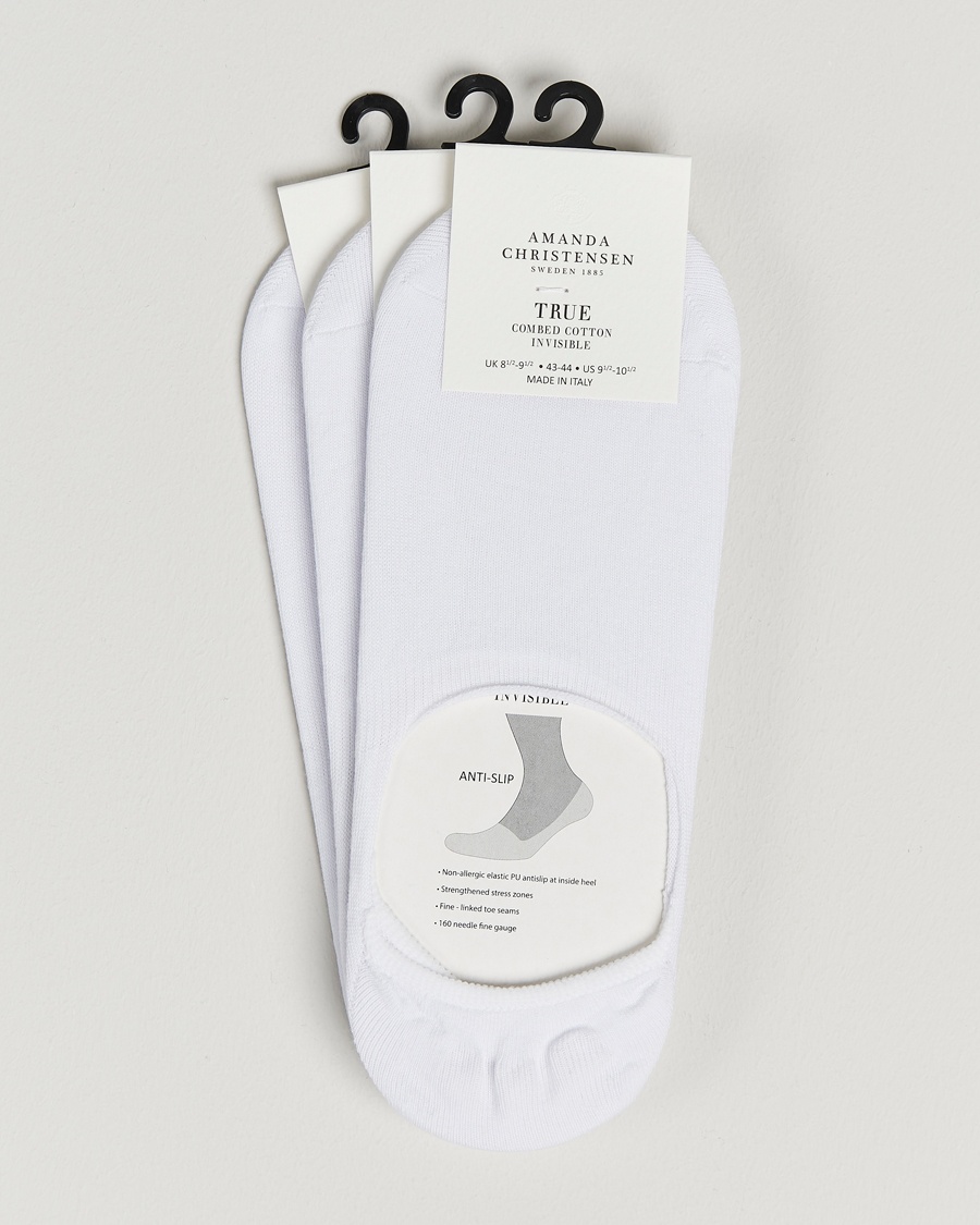 Amanda Christensen 3-Pack True Cotton Invisible Socks White – Weiß