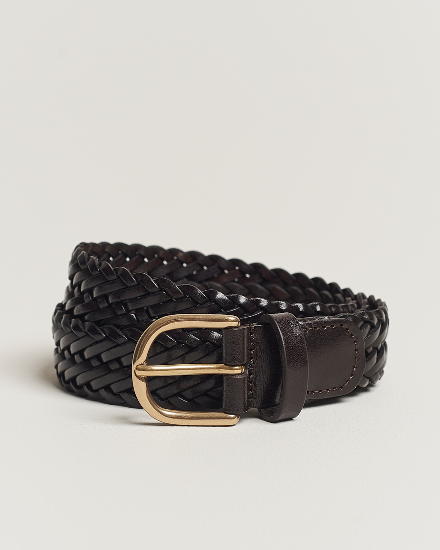 Anderson's Woven Leather Belt 3 cm Dark Brown – Braun