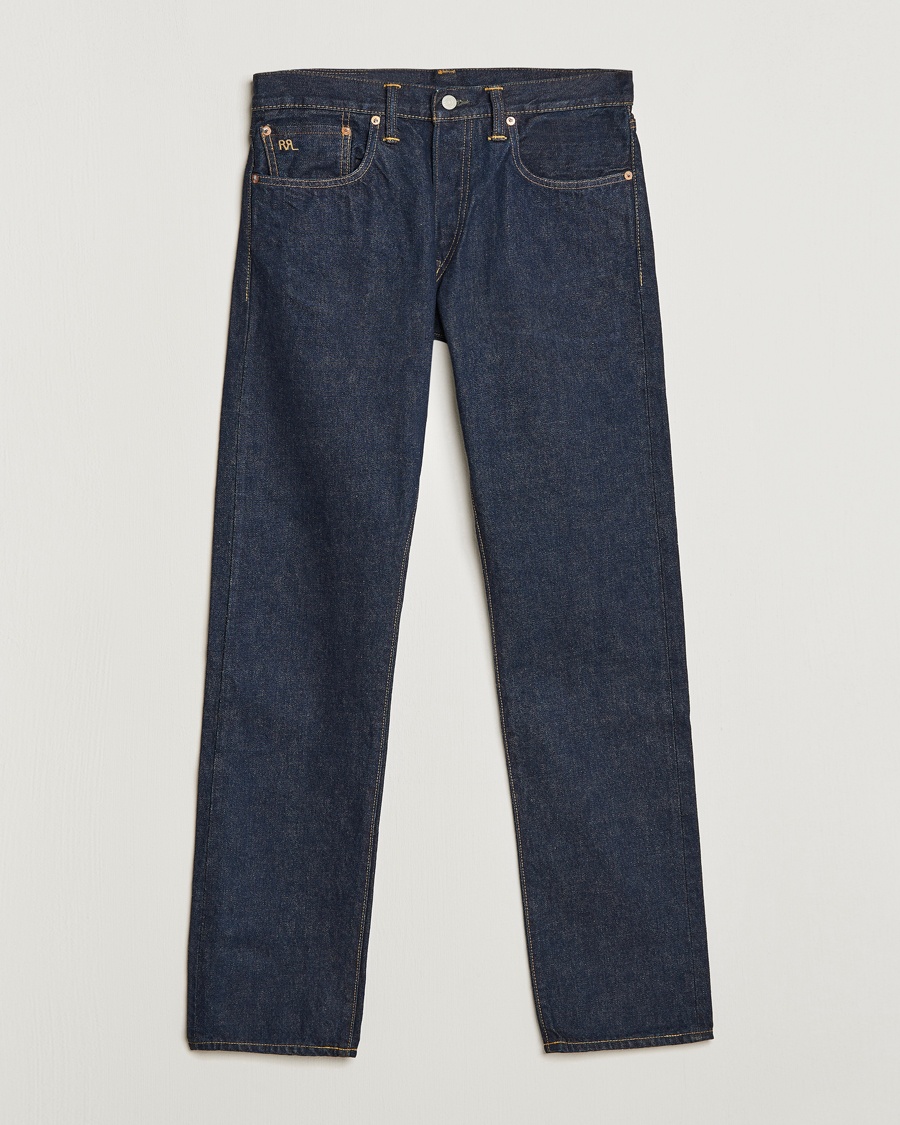 RRL Slim Fit 5-Pocket Denim Once Washed  – Blau