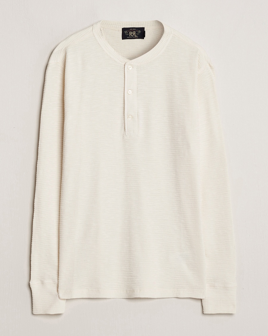 RRL Long Sleeve Henley Paper White – Weiß