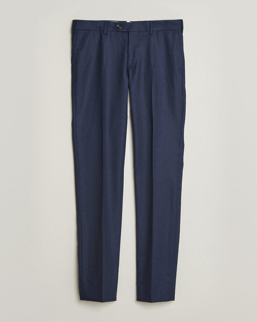 Brunello Cucinelli Slim Fit Flannel Trousers Navy – Blau