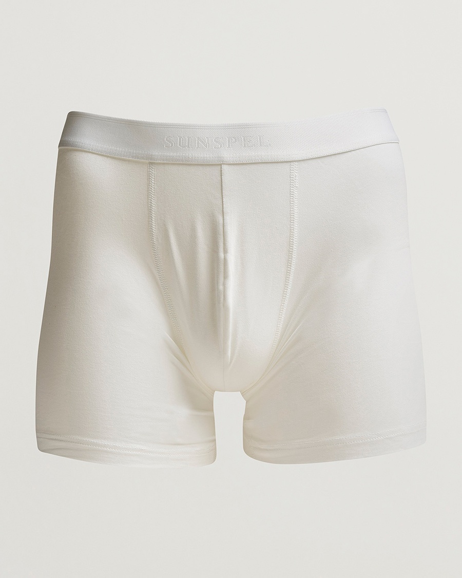 Sunspel Long Leg Cotton Stretch Trunk White – Weiß