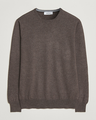 Gran Sasso Merino Fashion Fit Crew Neck Pullover Brown Melange – Braun