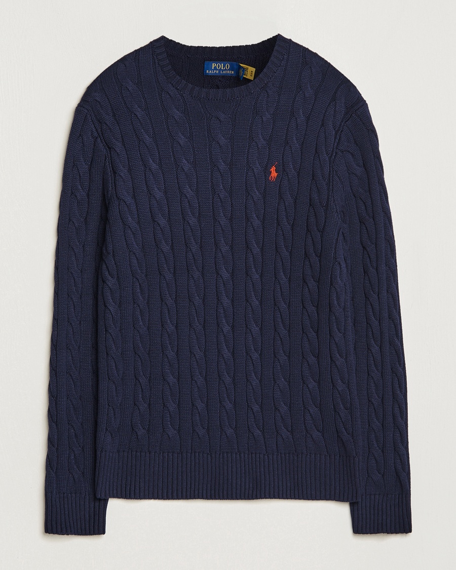 Polo Ralph Lauren Cotton Cable Pullover Hunter Navy – Blau