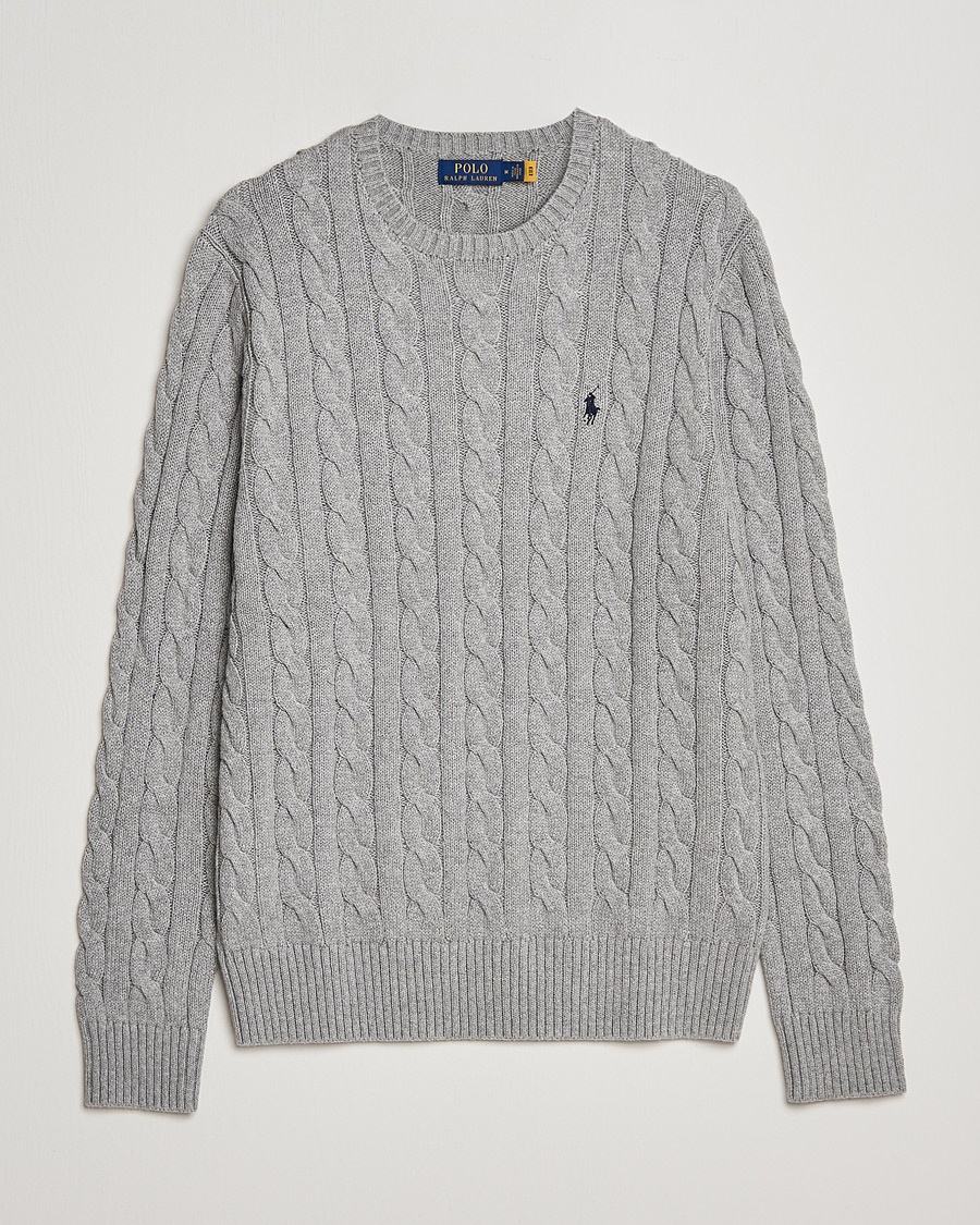 Polo Ralph Lauren Cotton Cable Pullover Fawn Grey Heather – Grau
