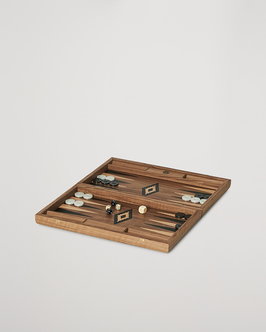 Manopoulos American Walnut Backgammon With Side Racks – Braun
