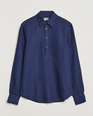  Linen Popover Shirt Dark Blue
