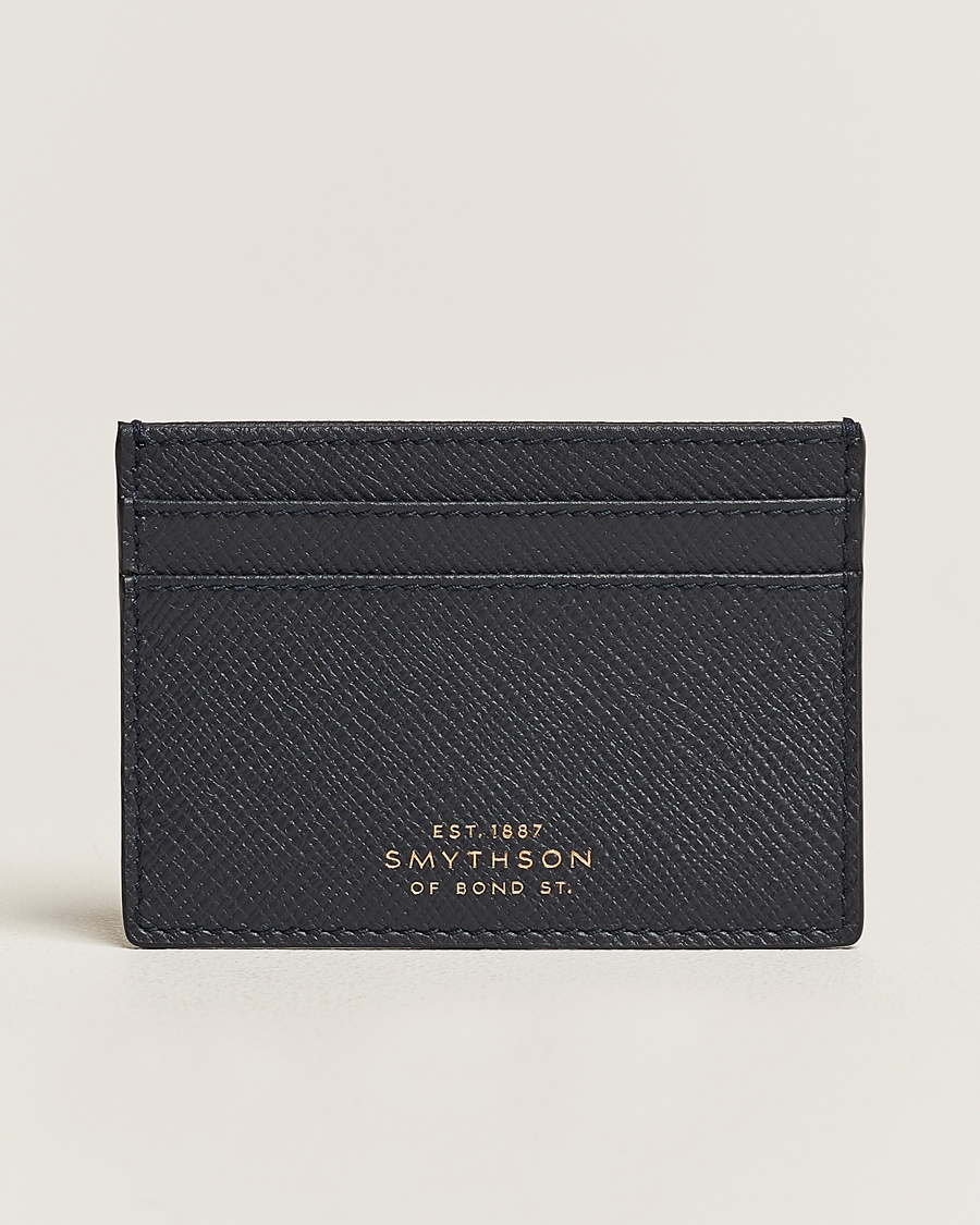 Smythson Panama Flat Cardholder Navy – Blau