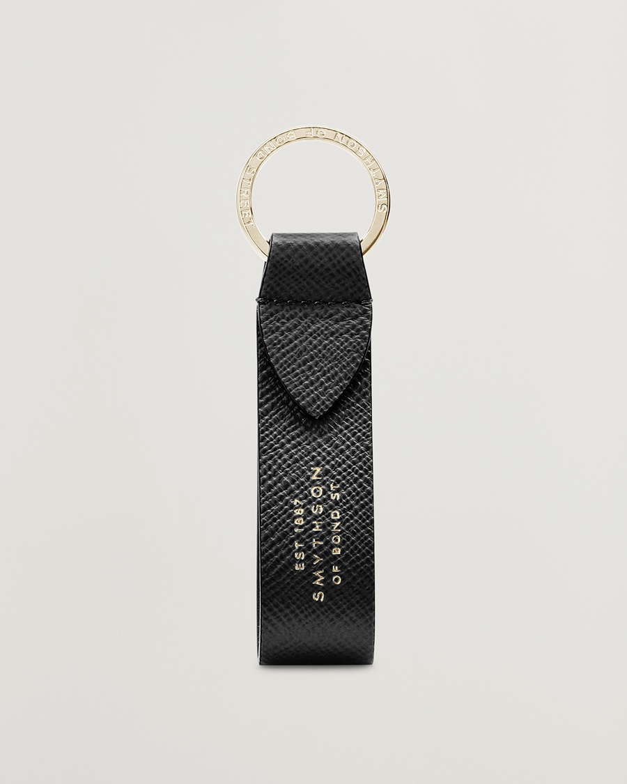 Smythson Panama Leather Keyring Black – Schwarz