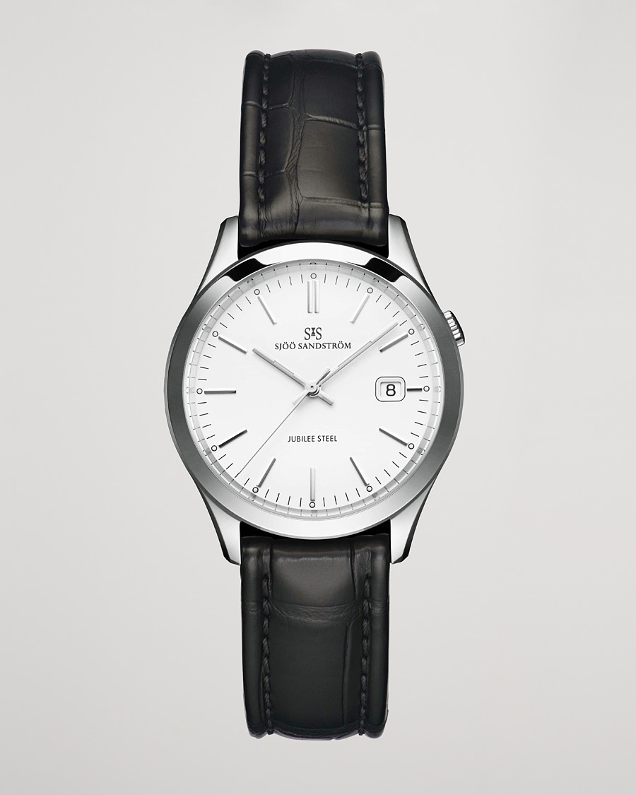 Sjöö Sandström Jubilee Steel Quartz 40mm White/Black Calf – Schwarz
