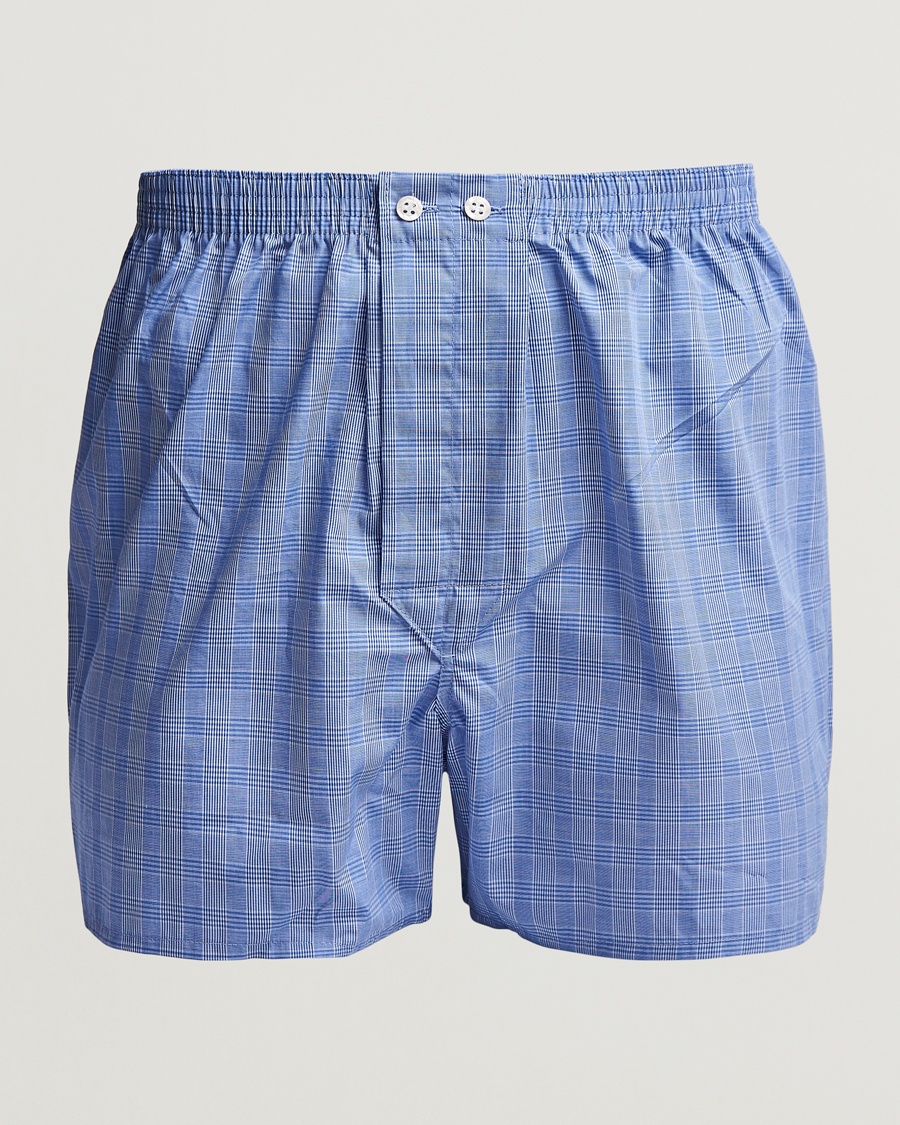 Derek Rose Classic Fit Cotton Boxer Shorts Blue – Blau