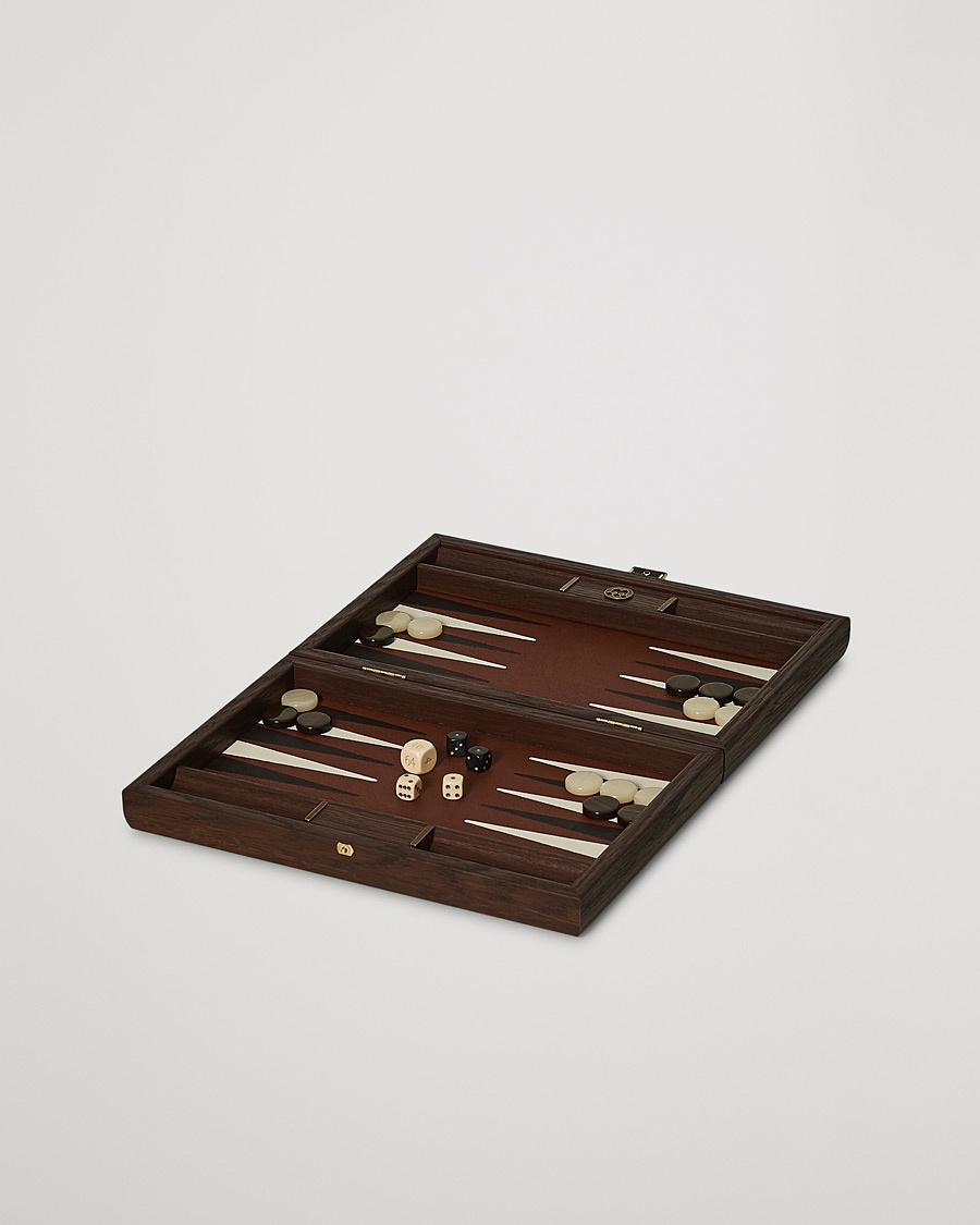Manopoulos Small Leatherette Backgammon Set Caramel Brown – Braun