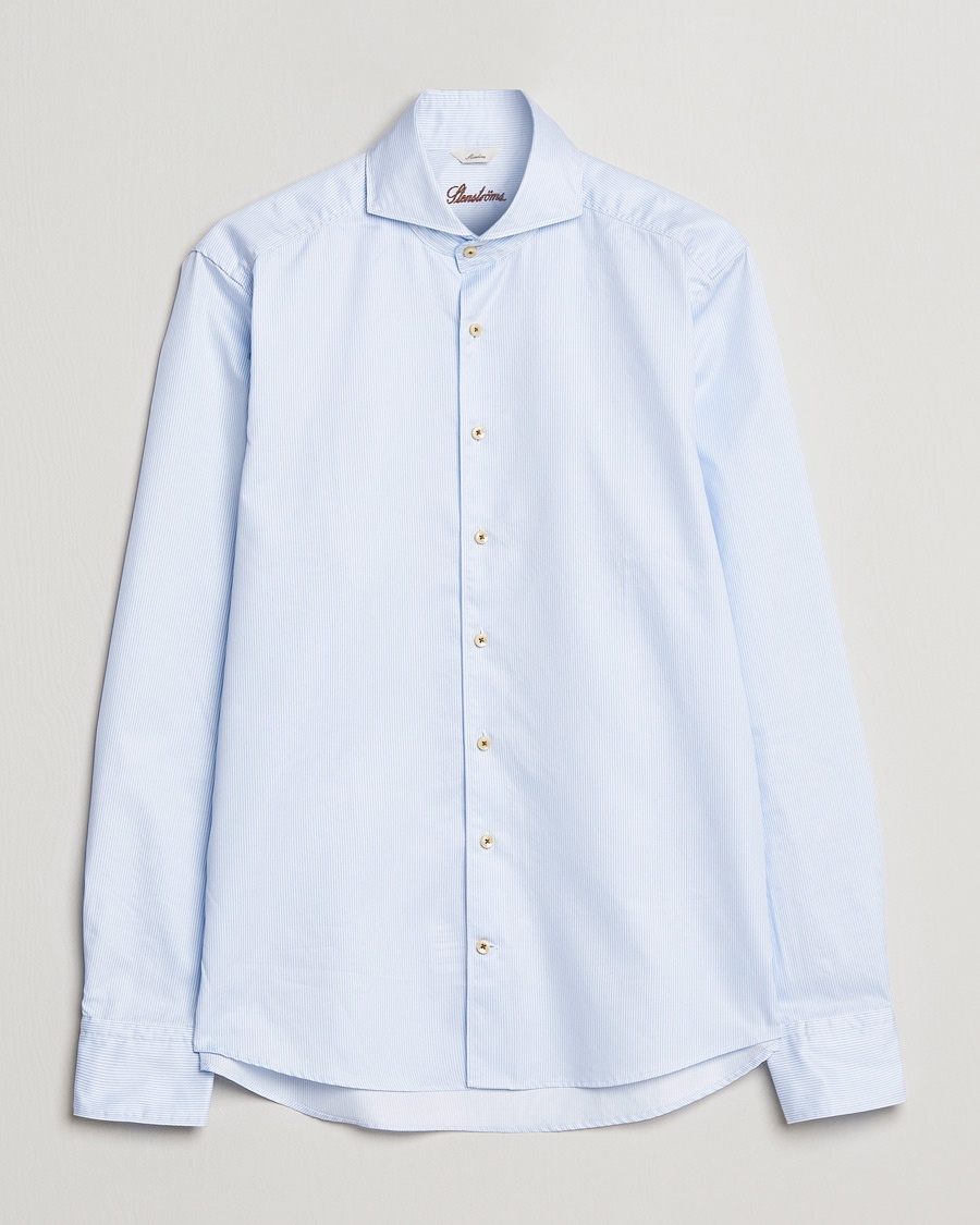 Stenströms Slimline Pinstriped Casual Shirt Light Blue – Blau