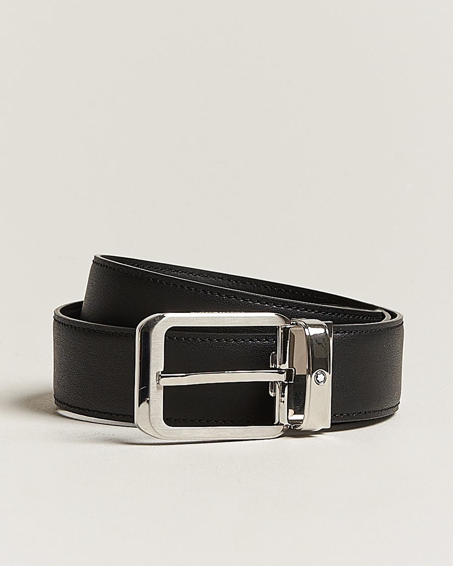Montblanc Black 35 mm Leather belt Black – Schwarz