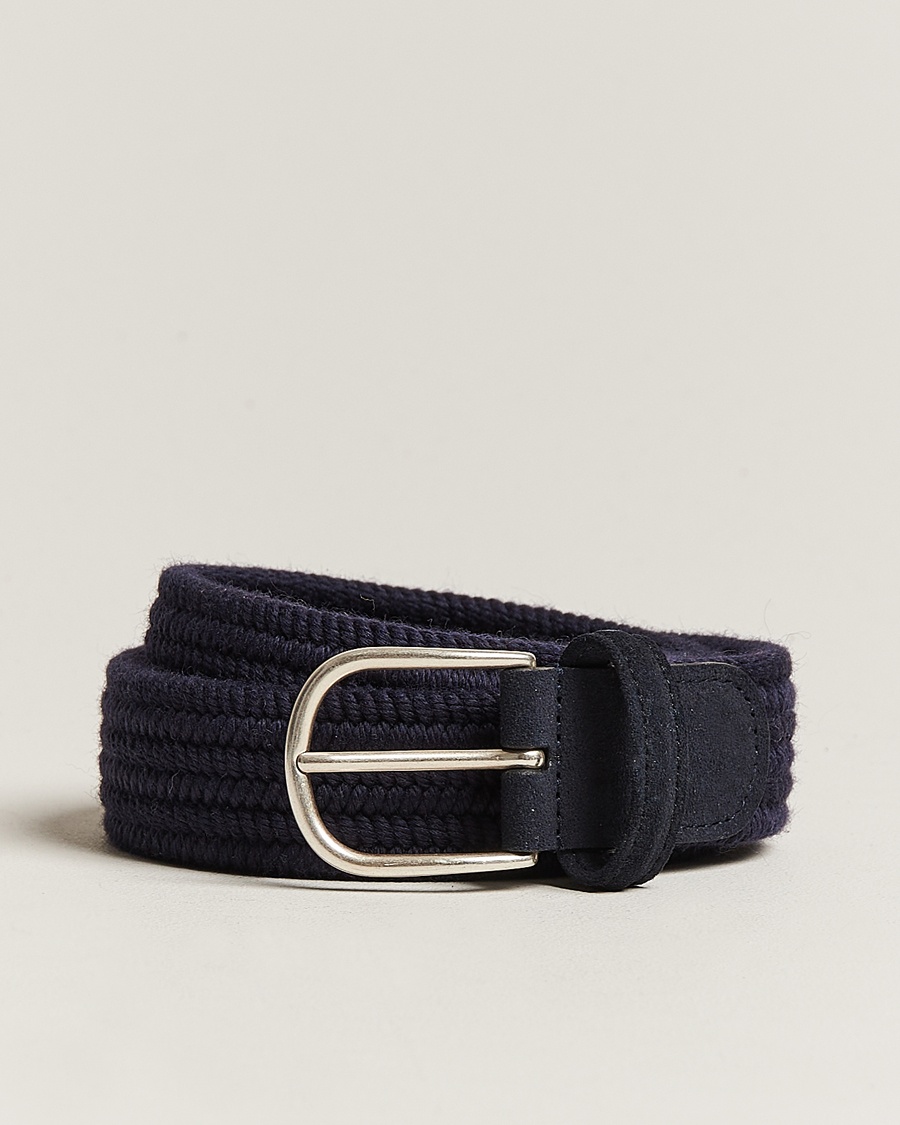 Anderson's Braided Wool Belt Navy – Blau